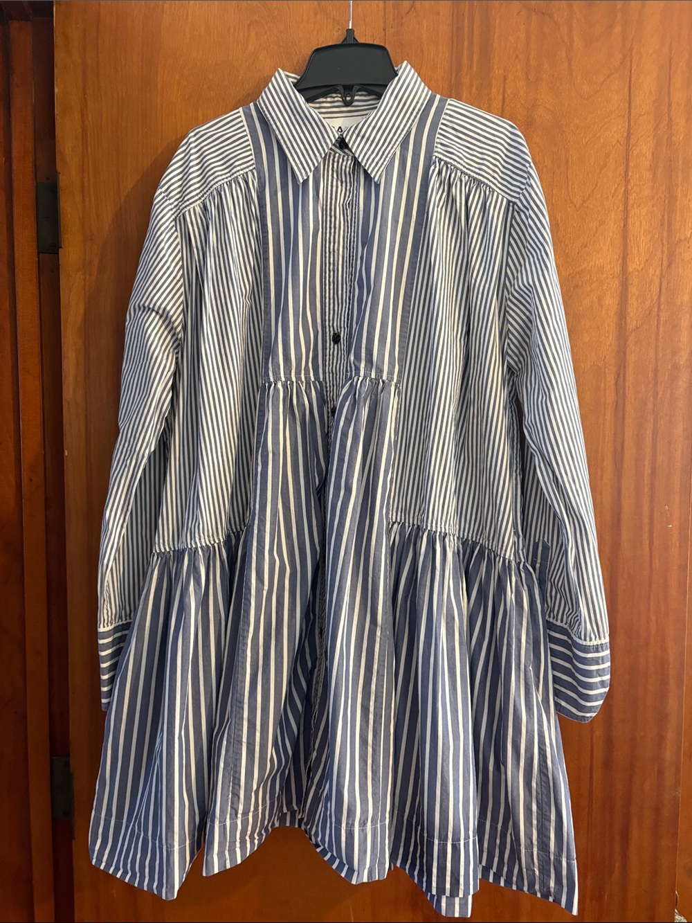 GANNI Blue & White Striped Cotton  Shirt Dress